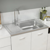 Vidaxl Sink s odtokovou sadou 800x500x155 mm Silver z nerezové oceli