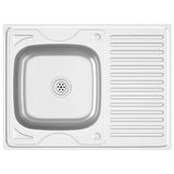 Évier vidaxl avec ensemble de drain 800x600x155 mm en acier inoxydable en acier