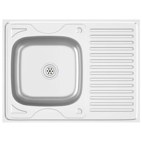 Évier vidaxl avec ensemble de drain 800x600x155 mm en acier inoxydable en acier