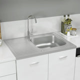 Vidaxl sink with drain set 800x600x155 mm stainless steel silver