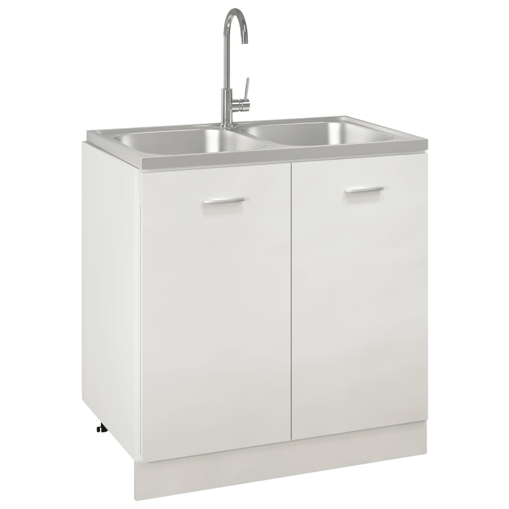 VIDAXL SINK DOUBLES 800X500X155 MM SREBRO