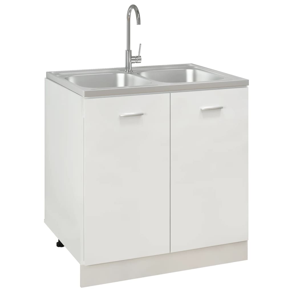 Vidaxl Sink s dvojitým kontejnerem 800x600x155 mm z nerezové oceli stříbro