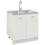 Évier Vidaxl avec double récipient 800x600x155 mm en acier inoxydable en argent