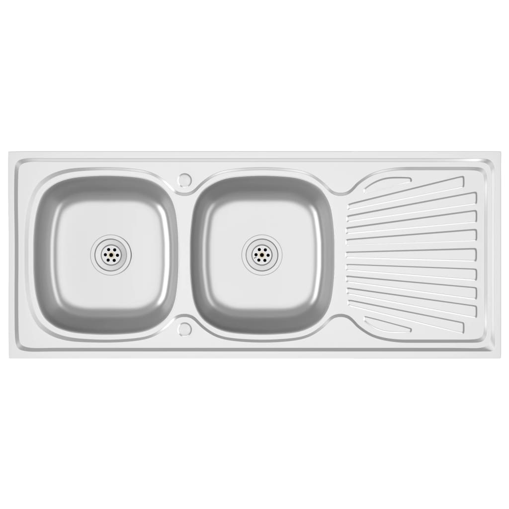 VIDAXL SINK DOUBLES 1200X500X155 MM SREBRO