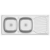 Évier Vidaxl Double boîte 1200x600x155 mm en acier inoxydable en acier