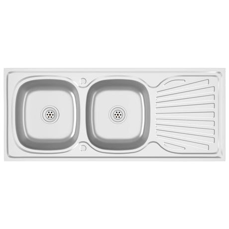 Évier Vidaxl Double boîte 1200x600x155 mm en acier inoxydable en acier