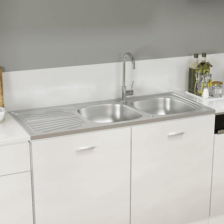 Évier Vidaxl Double boîte 1200x600x155 mm en acier inoxydable en acier