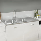 Vidaxl sink double box 1200x600x155 mm stainless steel silver