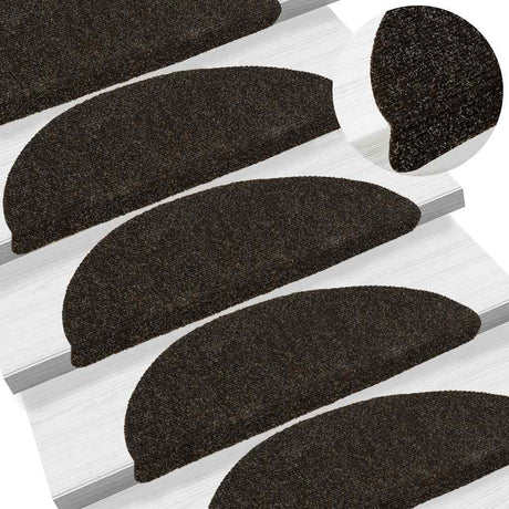 Vidaxl Stair Mats auto-adhésif 15 pièces 56x17x3 cm Hémisphère brun foncé