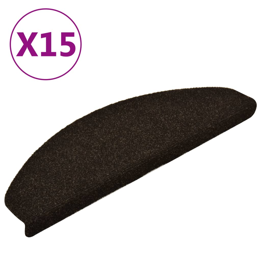 Vidaxl stair mats self -adhesive 15 st 65x21x4 cm needle felt dark brown