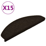 Vidaxl stair mats self -adhesive 15 st 65x21x4 cm needle felt dark brown