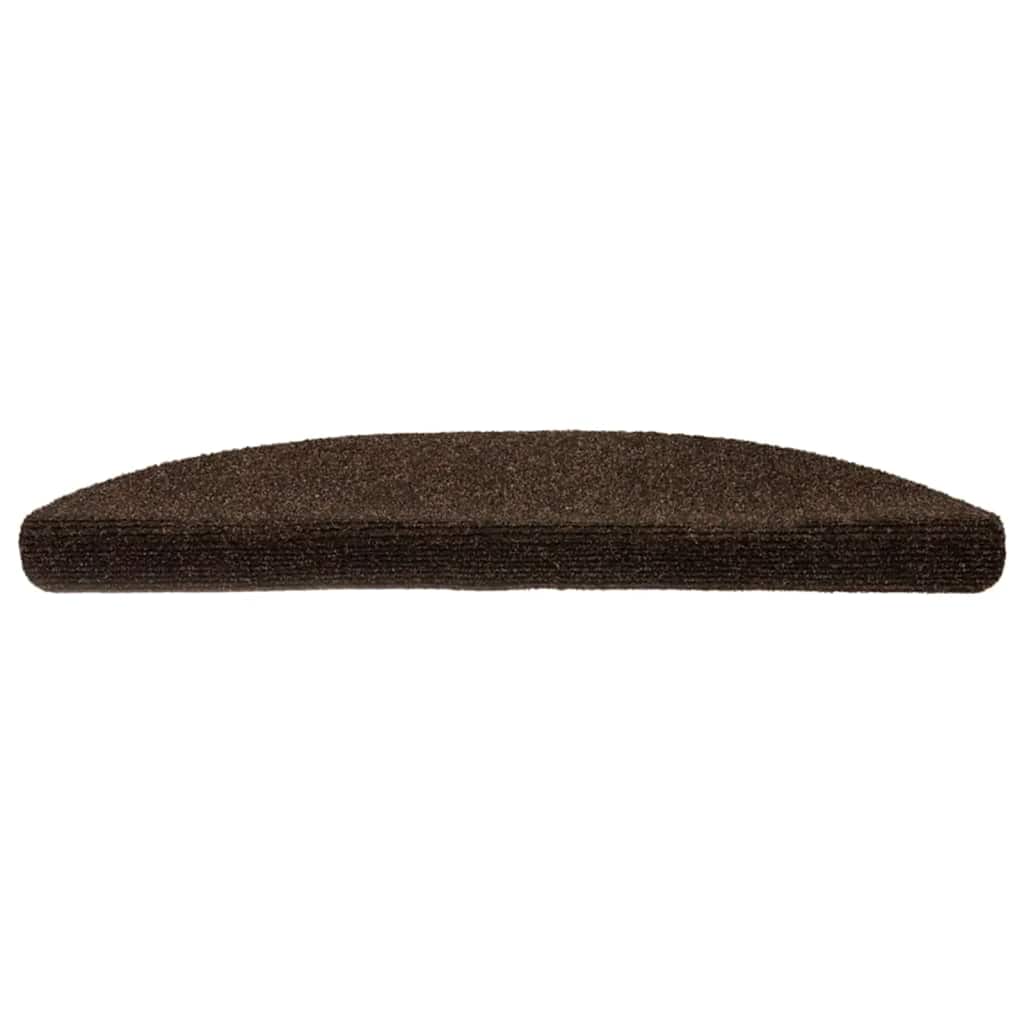 Vidaxl Mats d'escalier auto-adhésifs 15 pièces 56x17x3 cm Brown Semi-Rounds