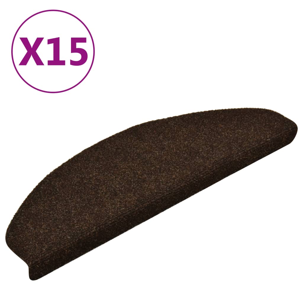 Vidaxl stair mats self -adhesive 15 st 65x21x4 cm needle felt brown