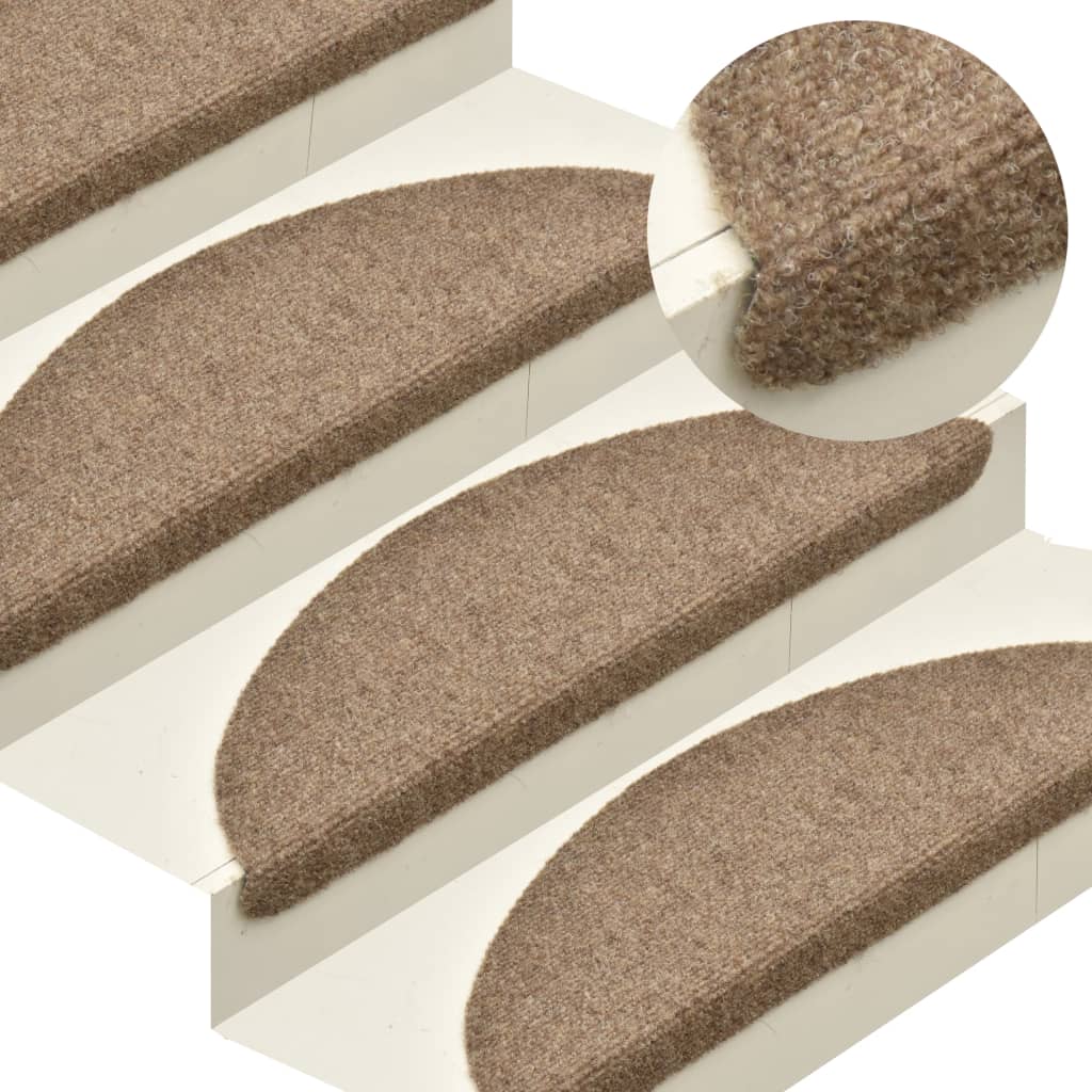 Vidaxl stair mats self -adhesive 15 st 65x21x4 cm needle felt cream -colored