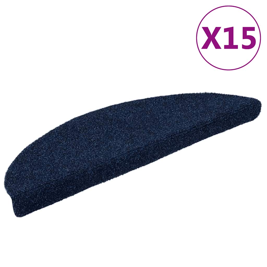 Vidaxl Stair Mats auto-adhésif 15 pièces 56x17x3 cm bleu marine demi-terr