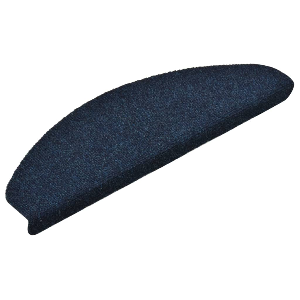 Vidaxl stair mats self -adhesive 15 st 65x21x4 cm needle felt navy blue