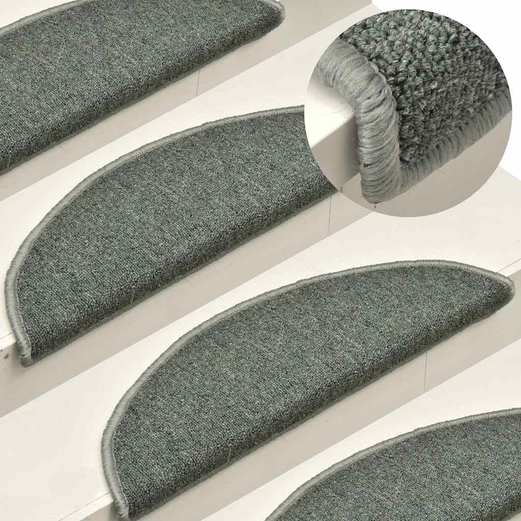 Vidaxx tapis d'escalier 15 pcs 56x17x3 cm vert foncé semi-circulaire