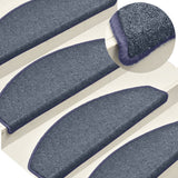 Mattes d'escalier Vidaxl 15 st 65x24x4 cm Gris foncé et hémisphère bleu grand