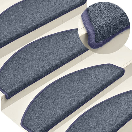 Mattes d'escalier Vidaxl 15 st 65x24x4 cm Gris foncé et hémisphère bleu grand