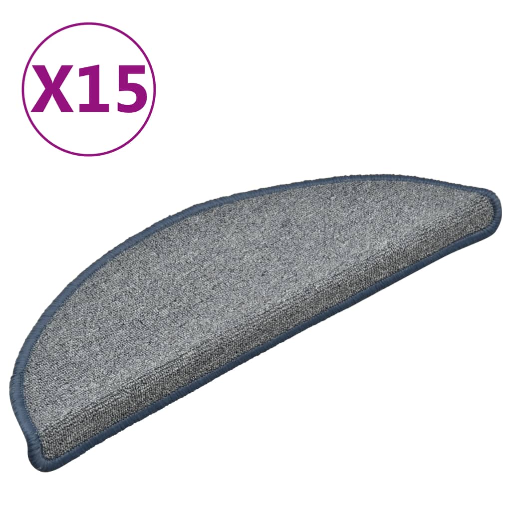 Vidaxl tappetini per scale 15 St 56x17x3 cm grigio chiaro e blu