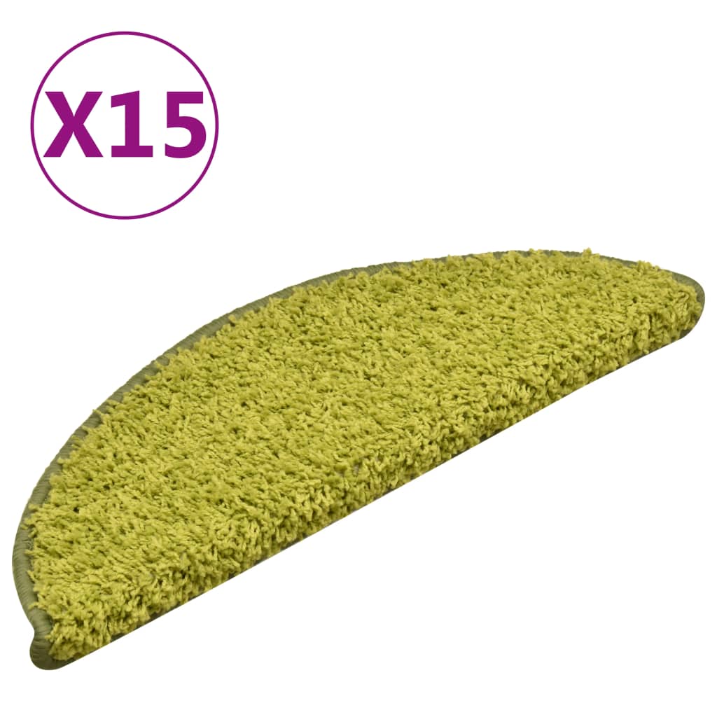 VidaXL tapis d'escalier 15 pcs 56x17x3 cm vert