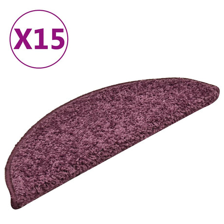 VidaXL tapis d'escalier 15 pcs 56x17x3 cm violet foncé