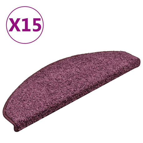 VidaXL tapis d'escalier 15 pcs 65x21x4 cm violet foncé