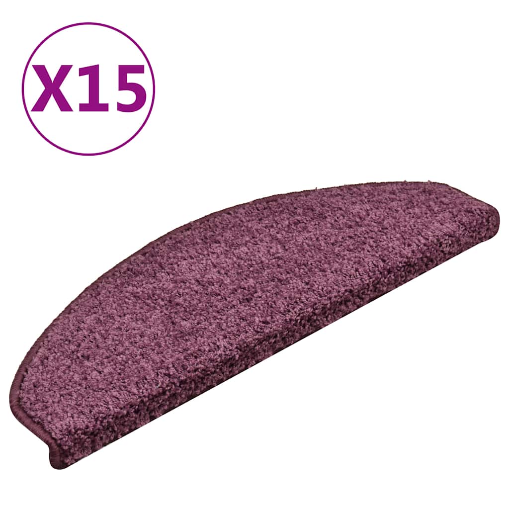 VidaXL tapis d'escalier 15 pcs 65x21x4 cm violet foncé
