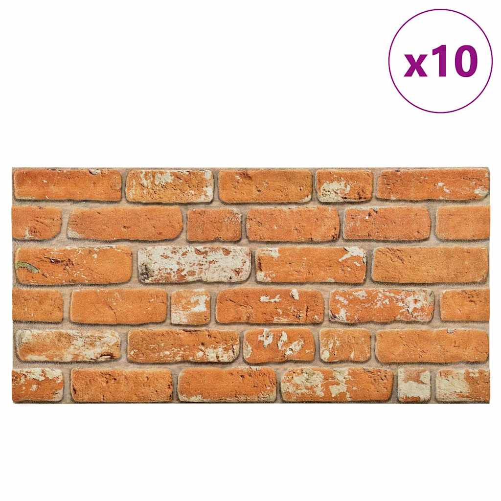 Vidaxl 10 St Wall Panels 3D Light Brown Brick EPS