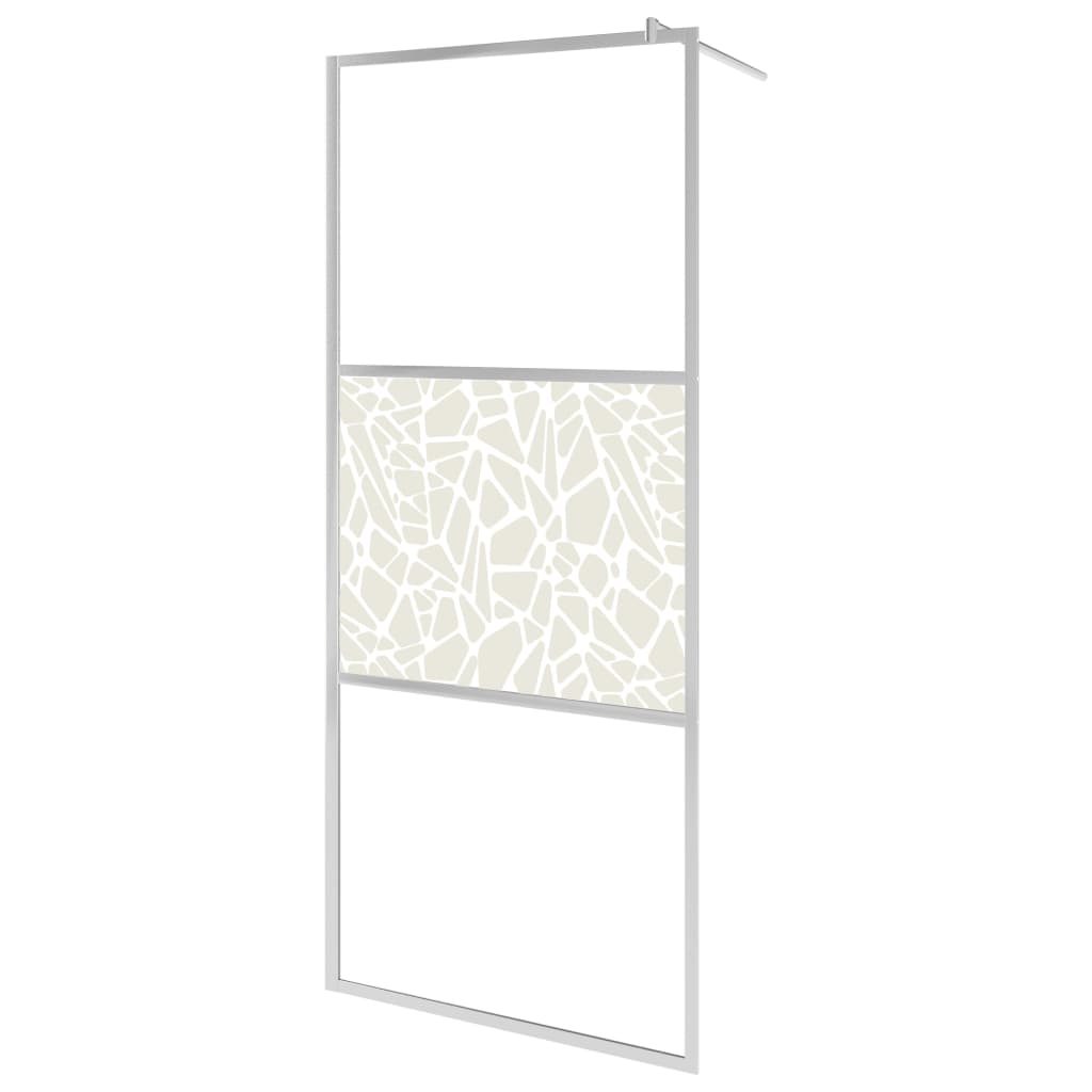 Vidaxl Walk-In Walk Walk avec motif de pierre 90x195 cm Verre ESG