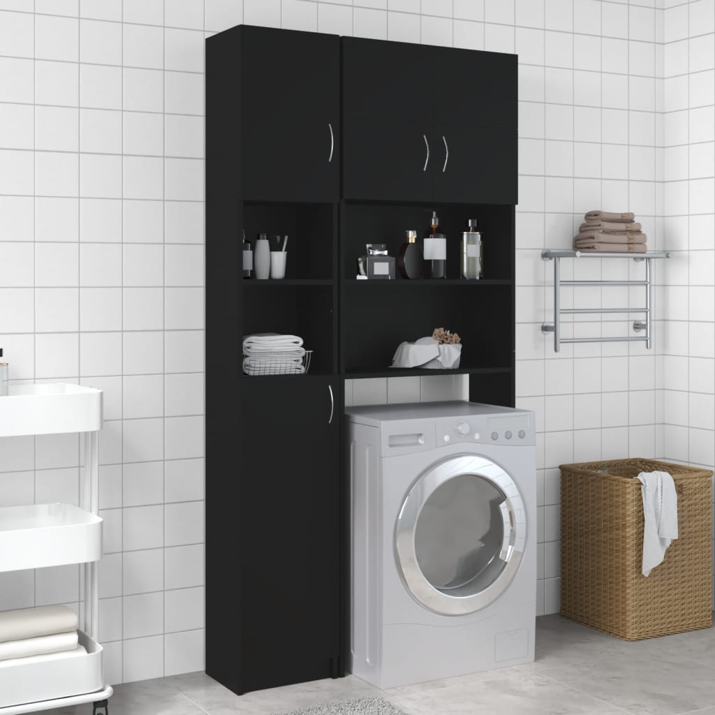 VidaXL Washing machine cupboard set processed Wood Black