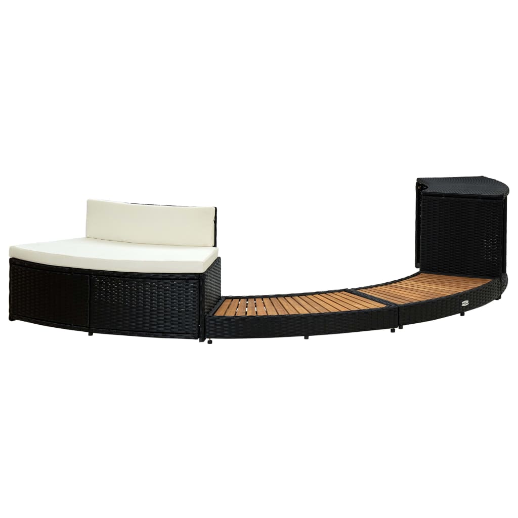 Vidaxl Spa-Obouw Poly Rattan i Acaciahout Black