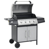 Vidaxl GasbarBecue 4 + 1 Zone de cuisson en acier et argent noir en acier inoxydable