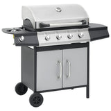 Vidaxl GasbarBecue 4 + 1 Zone de cuisson en acier et argent noir en acier inoxydable