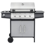 Vidaxl GasbarBecue 4 + 1 Zone de cuisson en acier et argent noir en acier inoxydable