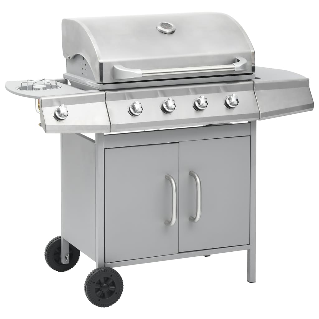 Vidaxl GasBarbecue 4+1 Cooking cona Silver Silver.