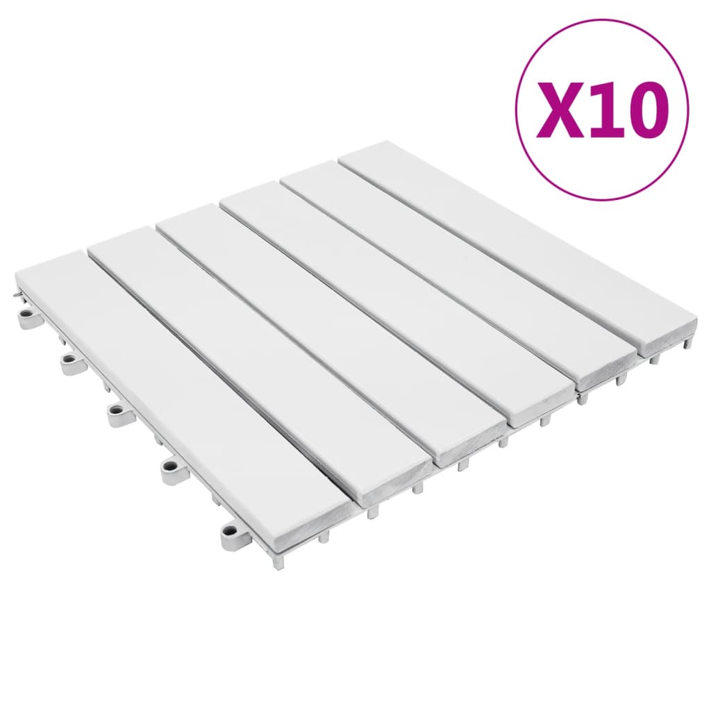 Vidaxl Terrace tiles 10 pcs 30x30 cm Solid Acaciahout White