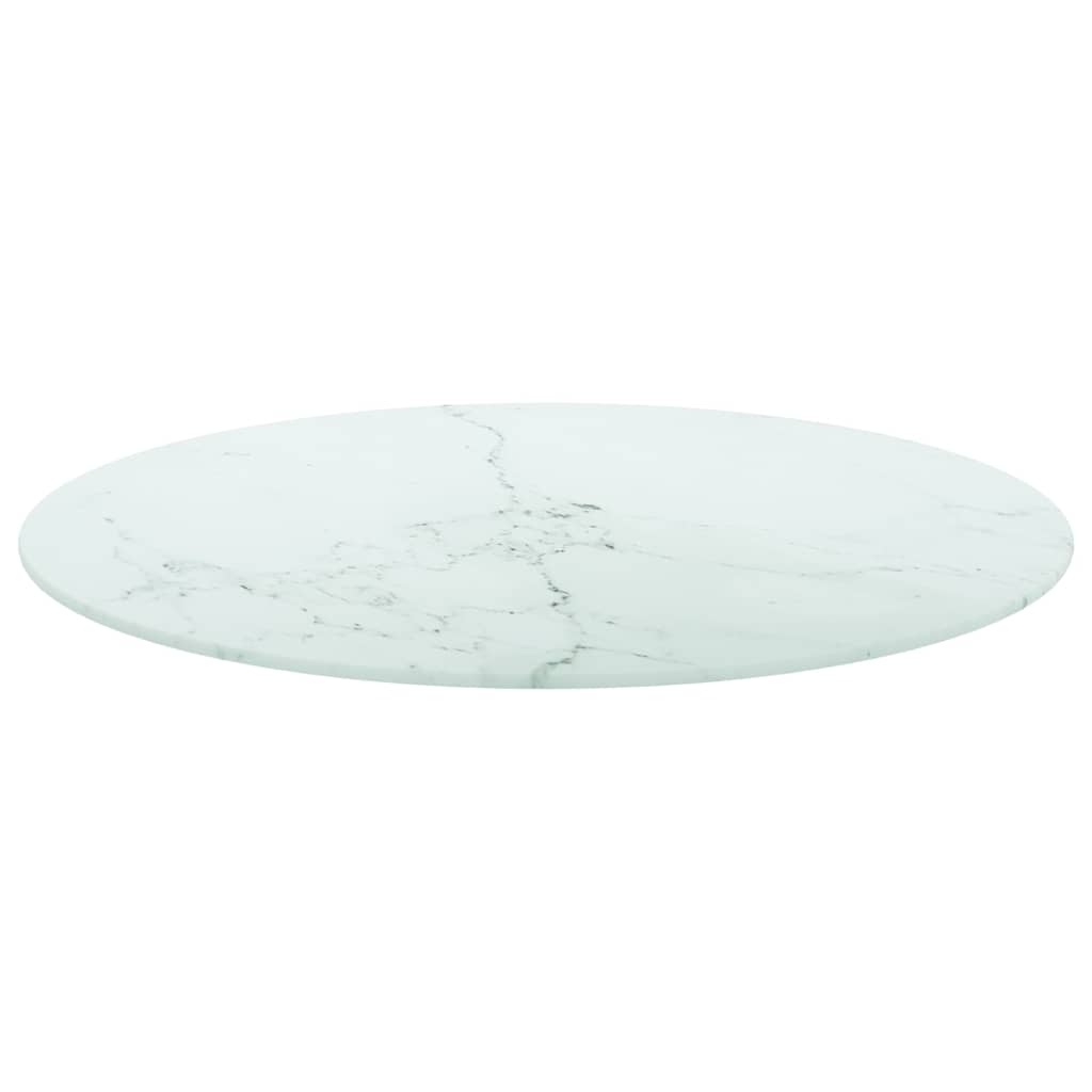 Vidaxl tafelblad ø70x0,8 cm gehard glas met marmeren design wit