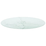 Vidaxl tafelblad ø80x1 cm gehard glas met marmeren design wit