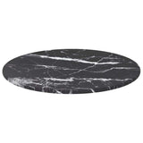 Vidaxl tafelblad ø30x0,8 cm gehard glas met marmerontwerp zwart