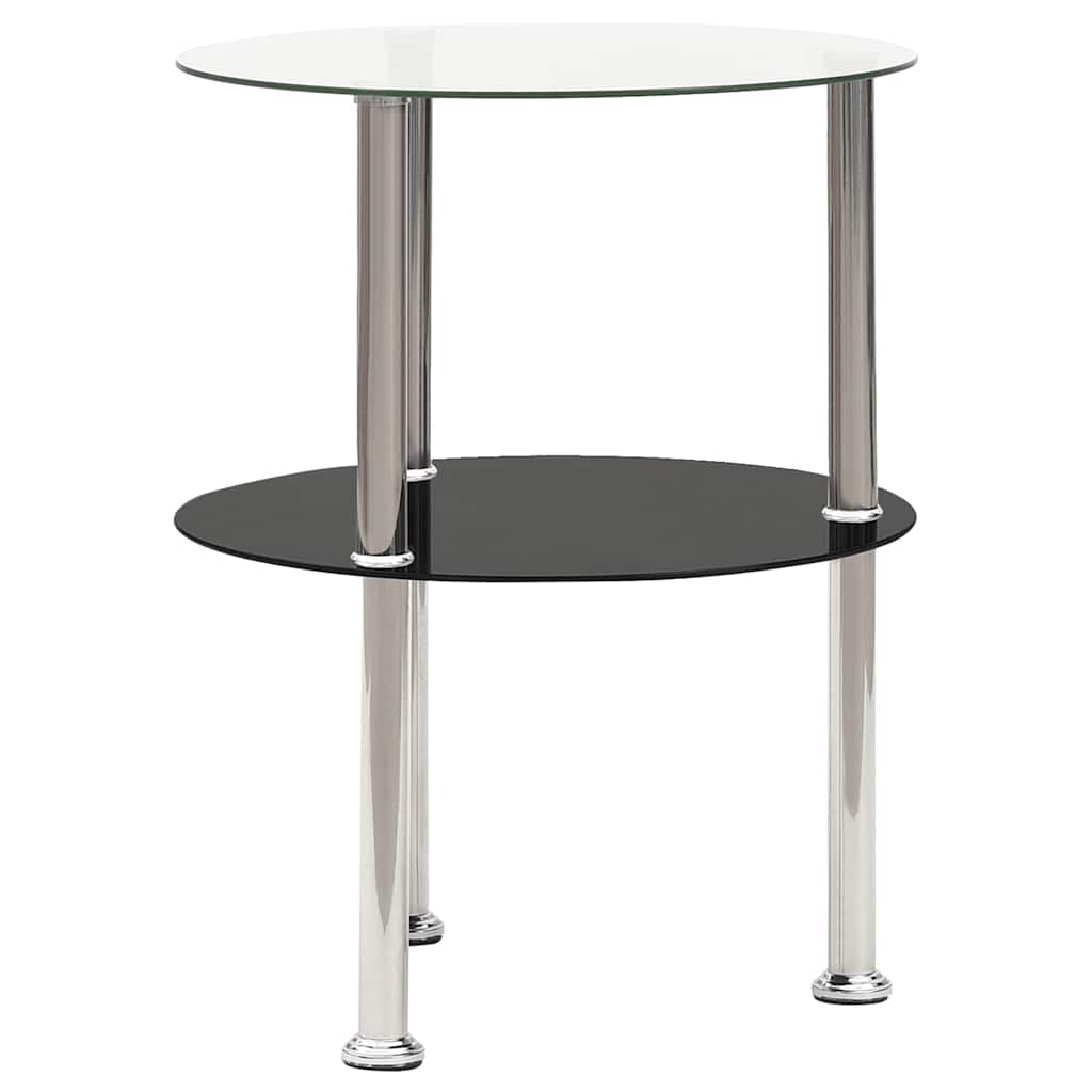 Vidaxl bijzettafel 2-laags 38 cm gehard glas transparant en zwart