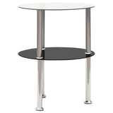 Vidaxl bijzettafel 2-laags 38 cm gehard glas transparant en zwart