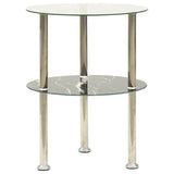 Vidaxl bijzettafel 2-laags 38cm gehard glas transparant en zwartmarmer