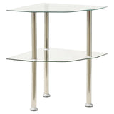Vidaxl bijzettafel 2-laags 38x38x50 cm gehard glas transparant