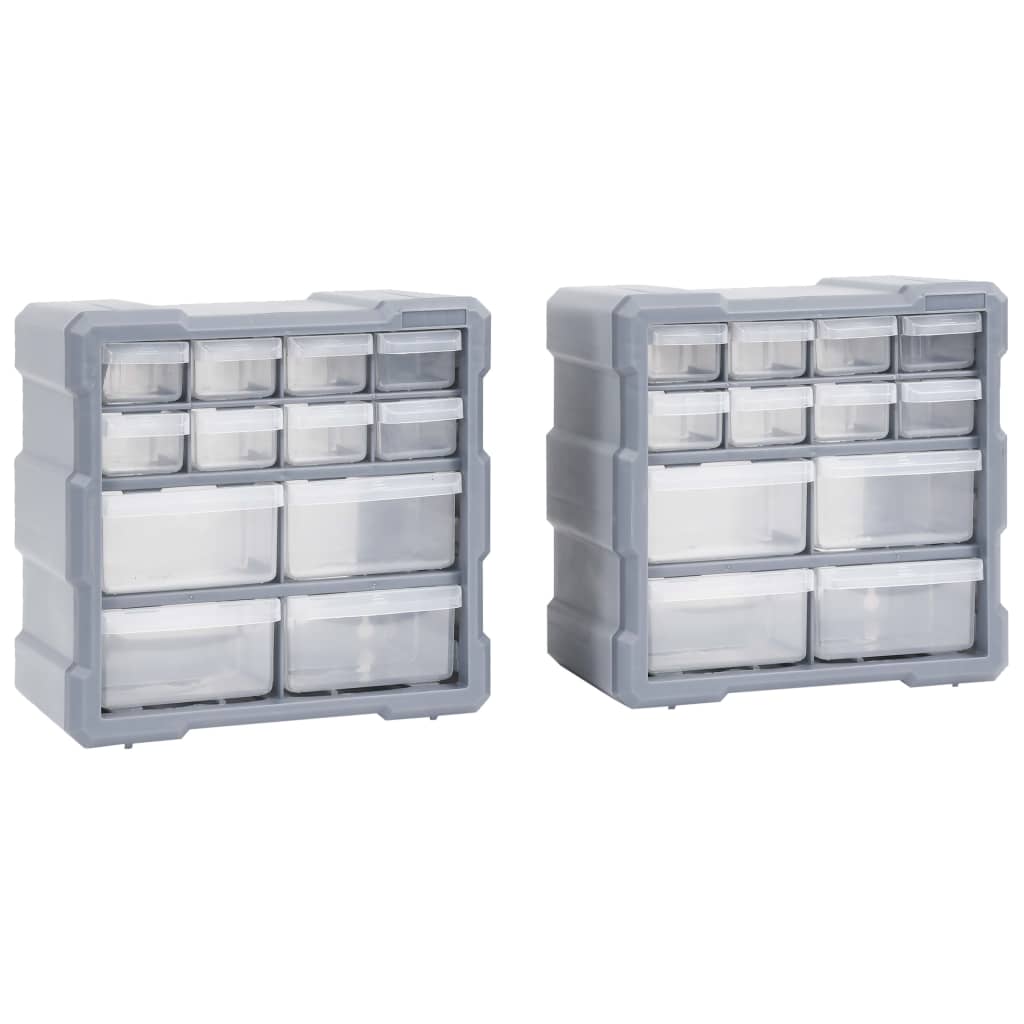 VidaXL Organizers with 12 drawers 2 pcs 26.5x16x26 cm