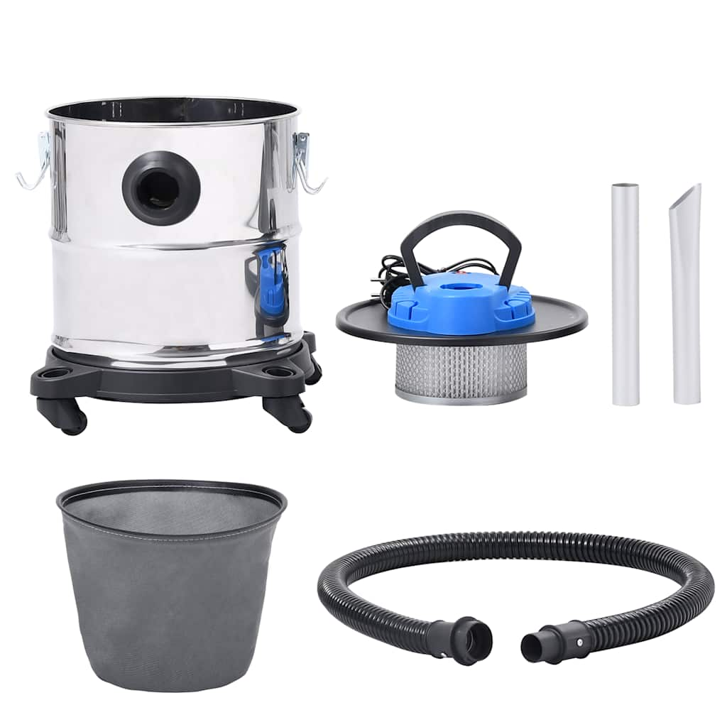 Cleaner per polvere di cenere Vidaxl con filtro HEPA 1200 W 20 L Acciaio inossidabile