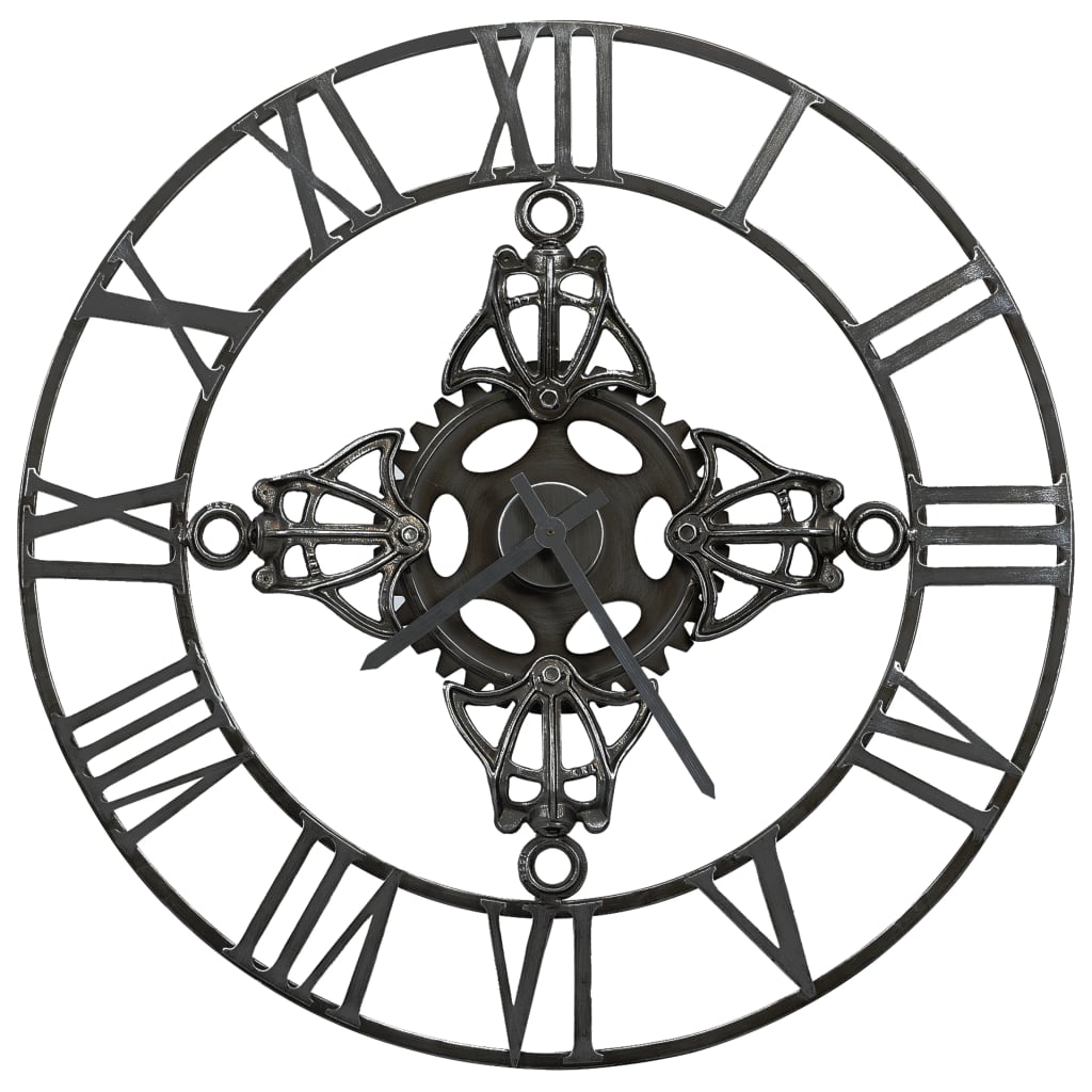 Vidaxl Wall Clock 78 cm kovové stříbrné barvy