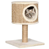 Vidaxl cat furniture with house and scratching post 52 cm seagrass