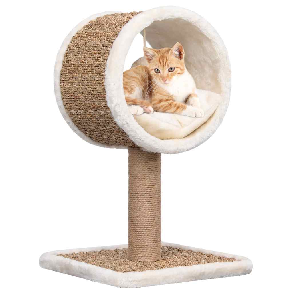 Vidaxl kattenmeubel met tunnel en speeltje 56 cm zeegras