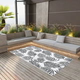 Vidaxl extérieur tapis arakil 160x230 cm pp blanc et noir